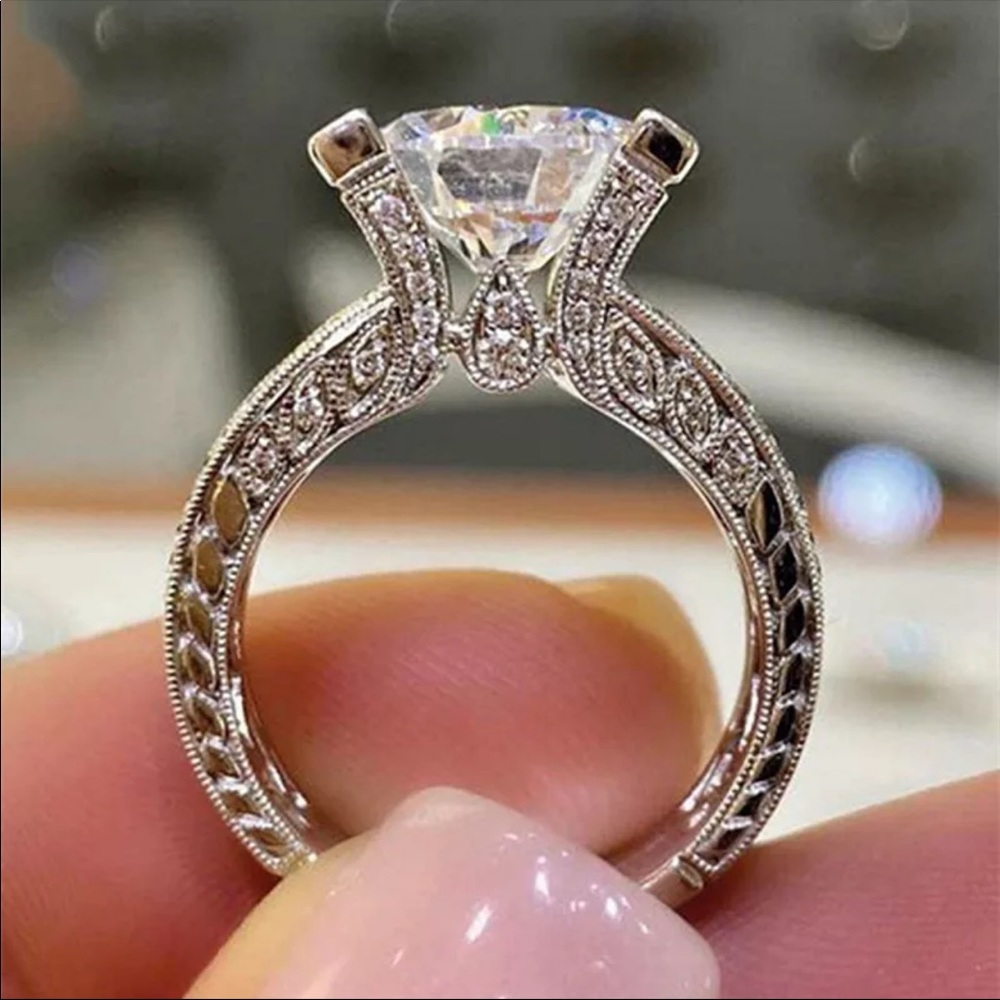 New Women’s925 Sterling Silver Diamond Bridal Ring - Picture 2 of 4
